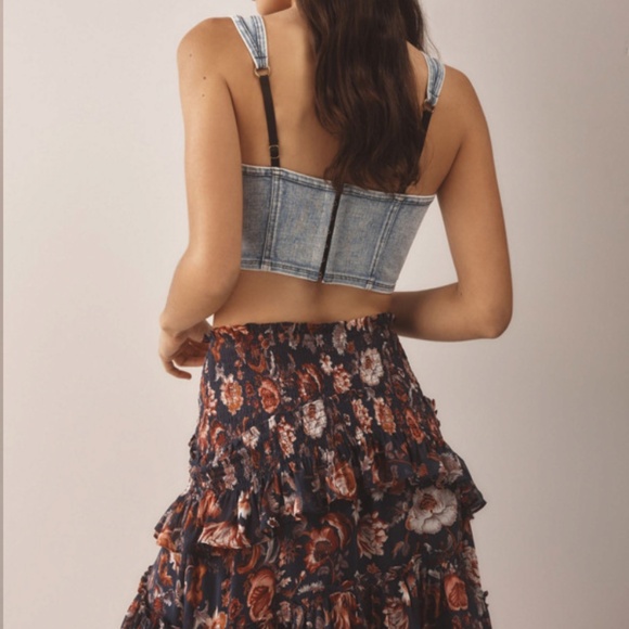 Anthropologie Asymmetrical Smocked Mini Skirt - Picture 2 of 7